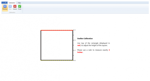 Calibration — setup screen